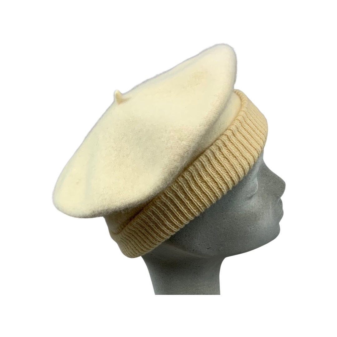 Vintage 80s Cream Beret