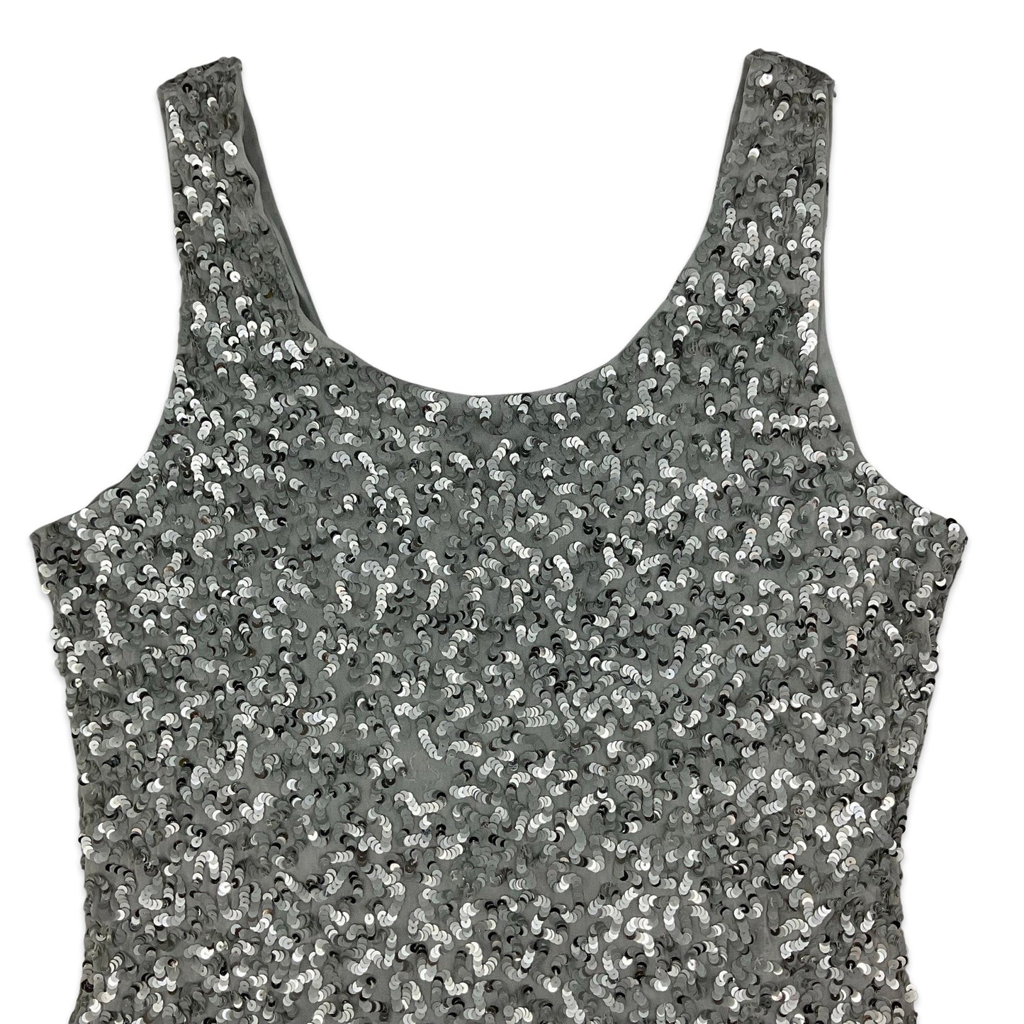 90s Y2K Silver Sequin Vest Top 14 16 18