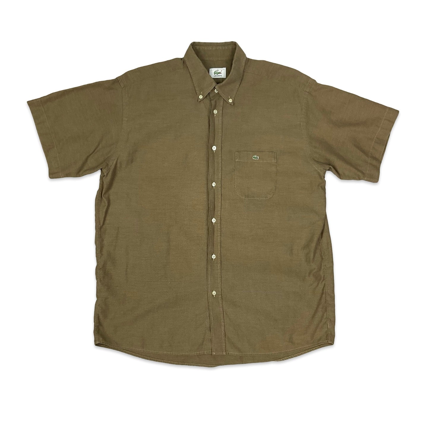 Vintage 00s Lacoste Brown Short Sleeve Shirt L XL