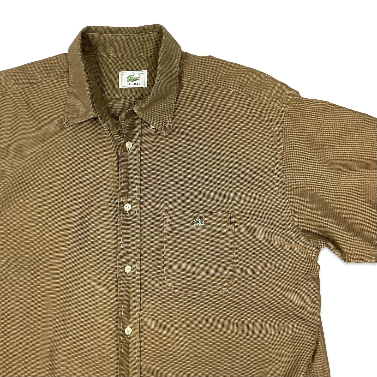 Vintage 00s Lacoste Brown Short Sleeve Shirt L XL