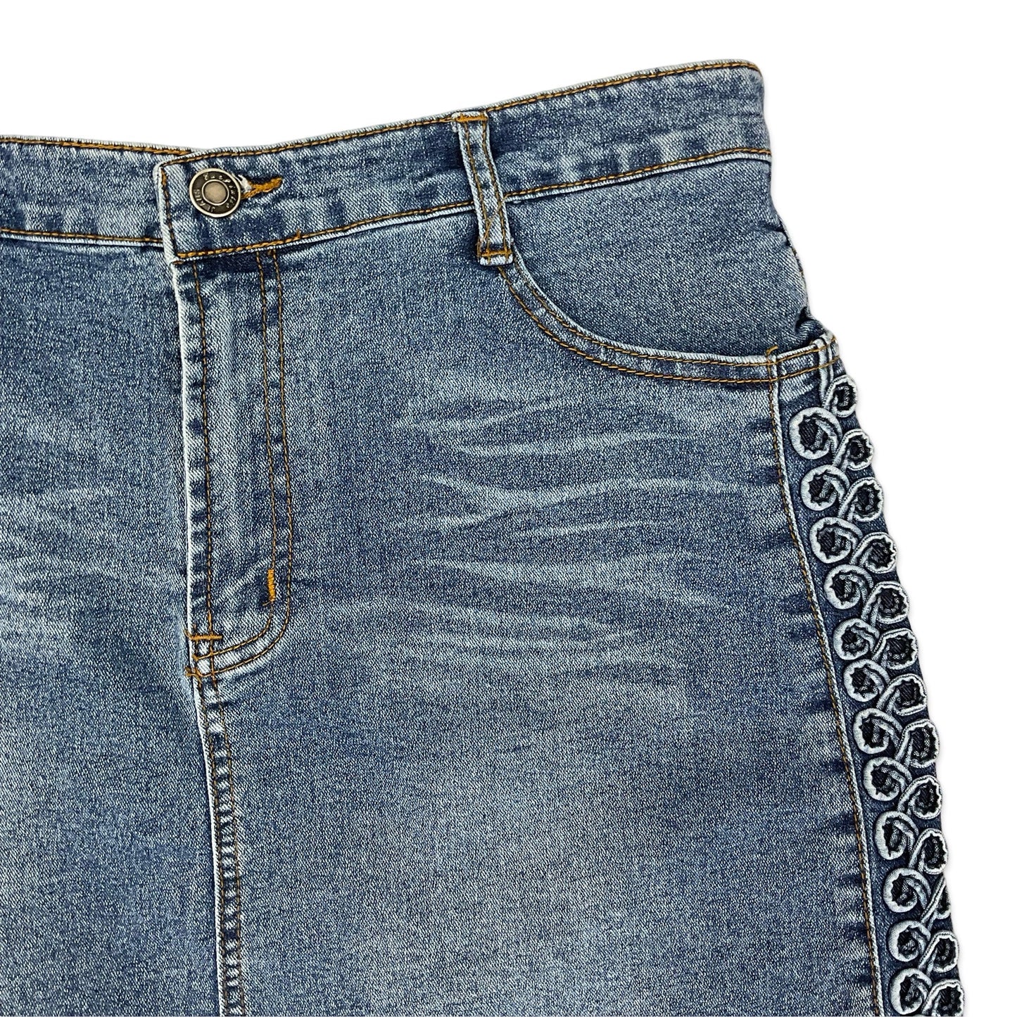 Vintage Blue Denim Midi Skirt 14