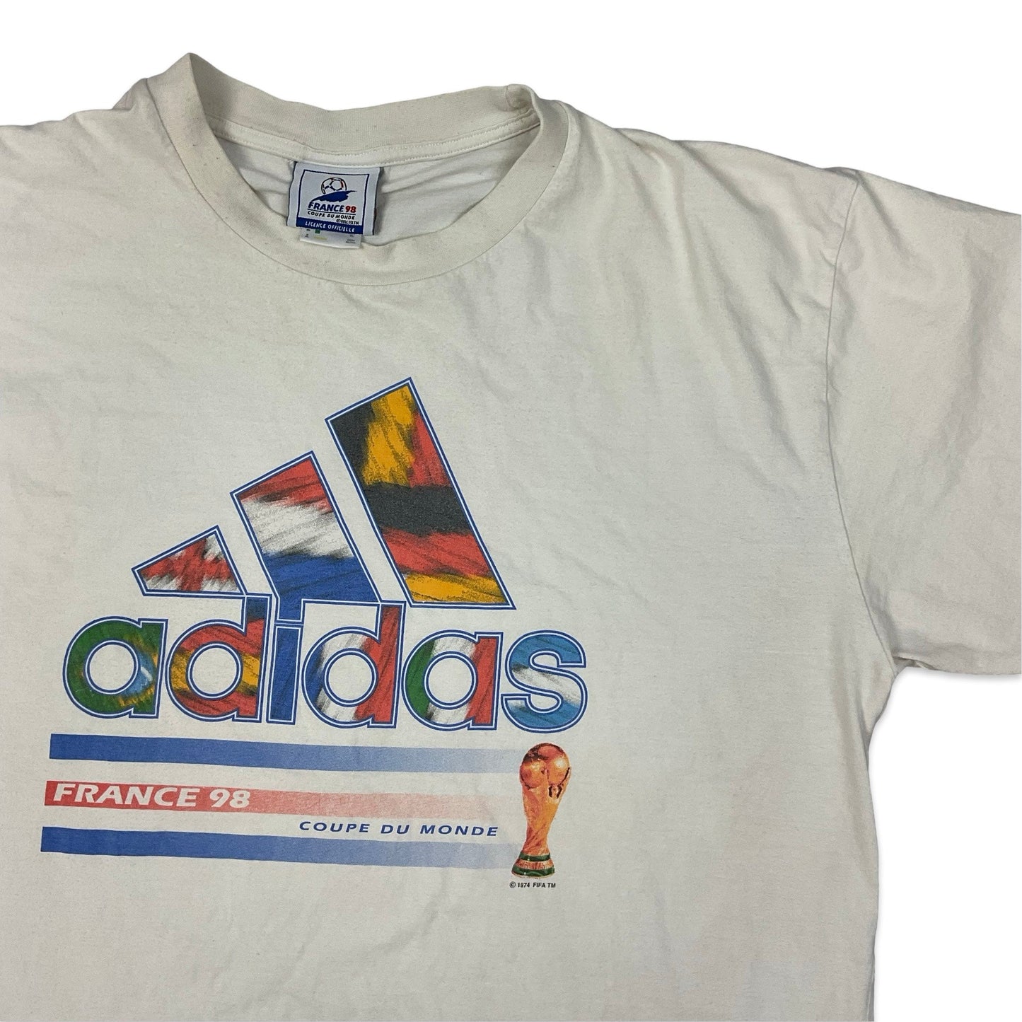 Vintage 90s Adidas 1998 French World Cup Promotional Tee L