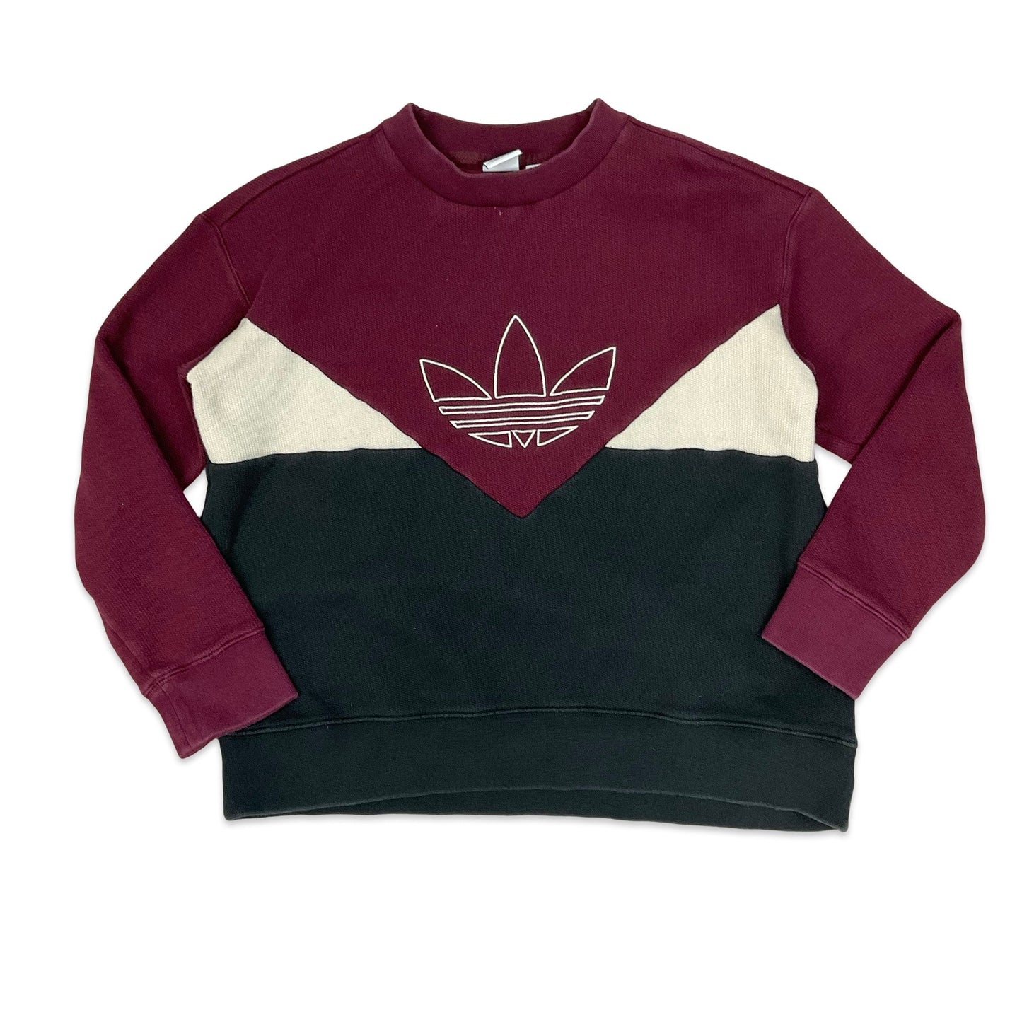 Adidas Red White & Black Big Logo Embroidered Crew Neck Sweatshirt 16 18