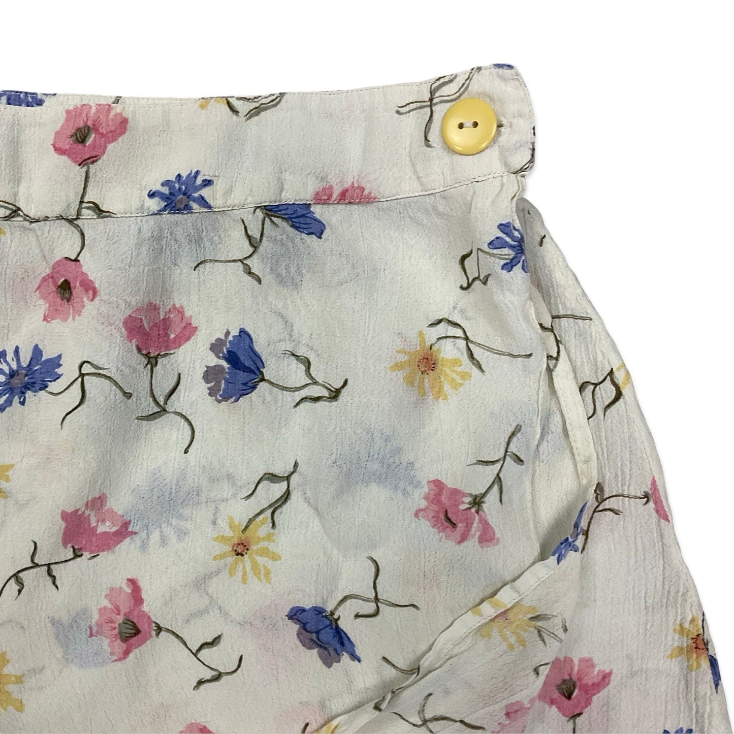 Vintage White Floral Print Mini Skirt 10