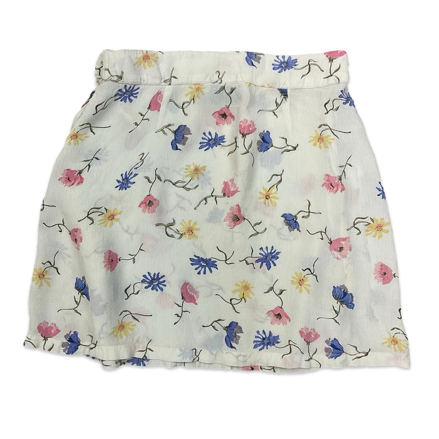 Vintage White Floral Print Mini Skirt 10