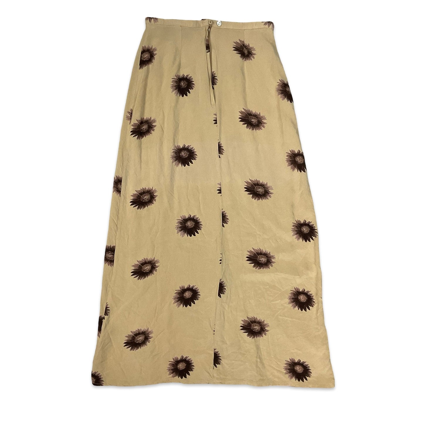 Vintage Beige & Brown Floral Print Maxi Skirt 4