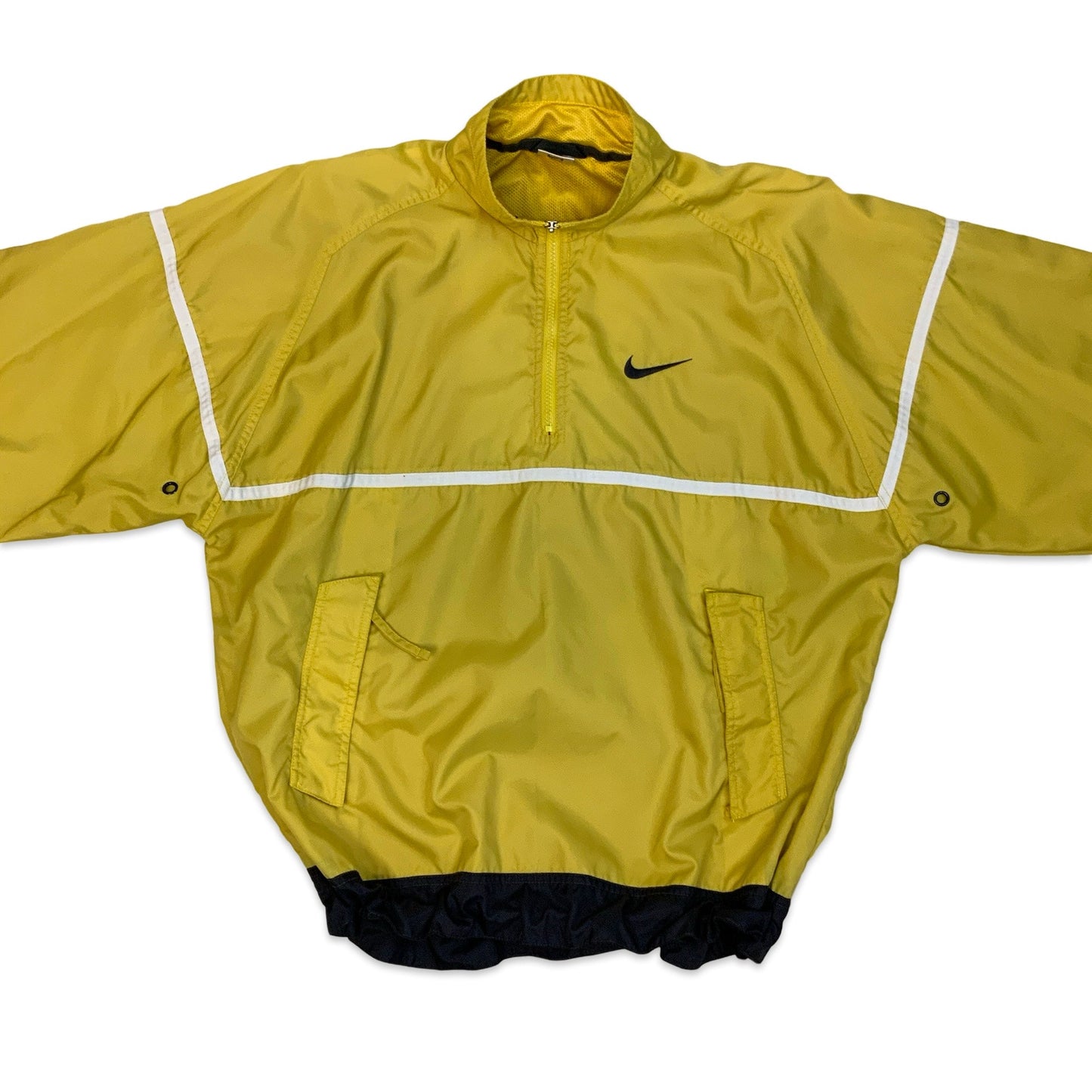 90s Nike 3/4 Zip Windbreaker Yellow White Black L XL