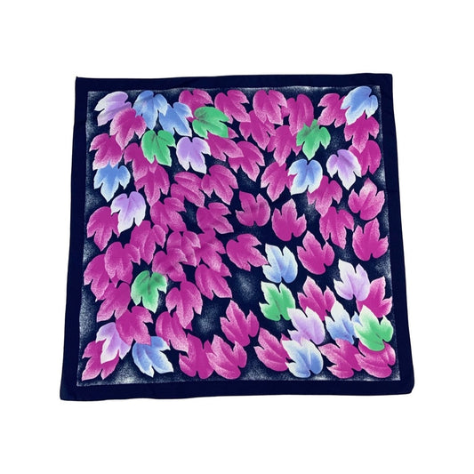 Vintage 80s Purple Pink Floral Scarf