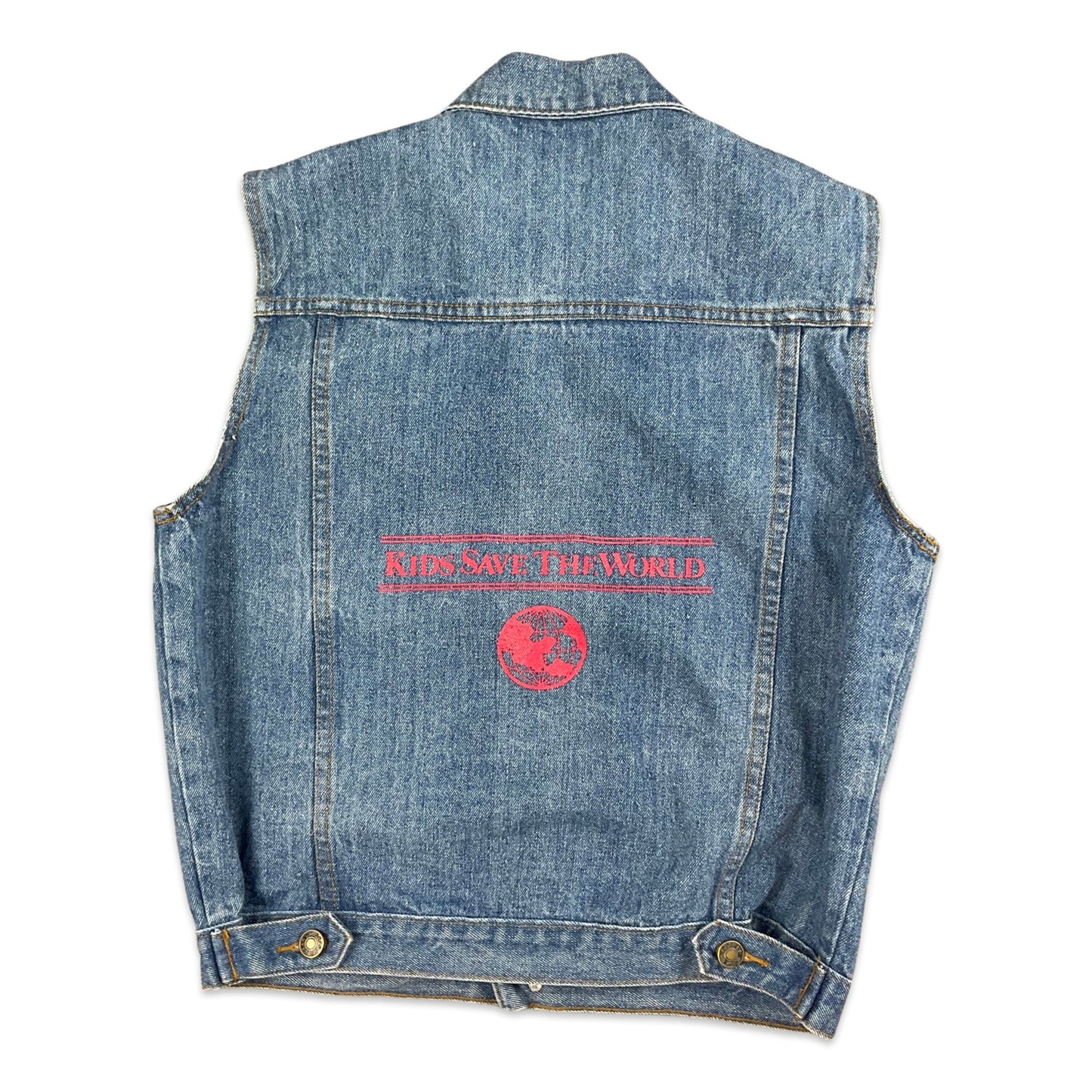 Vintage 90s Light Denim Gilet Waistcoat Jacket 10 12