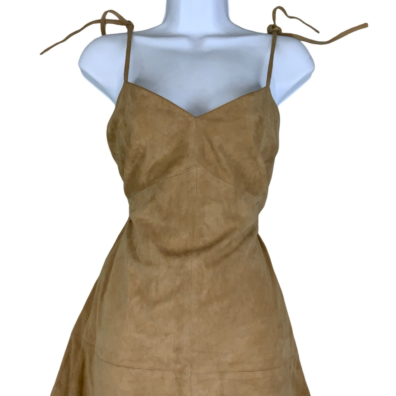 Vintage 90s Y2k ‘Air Boat’ Beige Suede Strappy Mini Dress 10 12