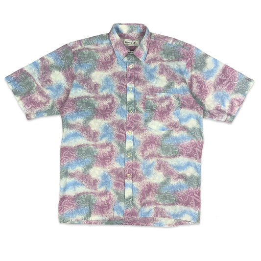 Vintage Baby Blue Pink & Grey Shirt M L