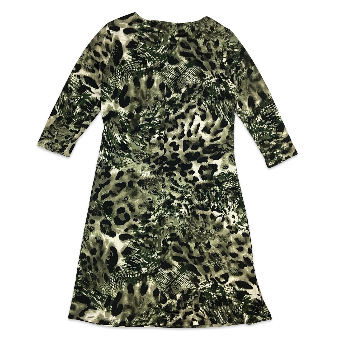 90s Y2K Green & Black Animal Print Midi Dress