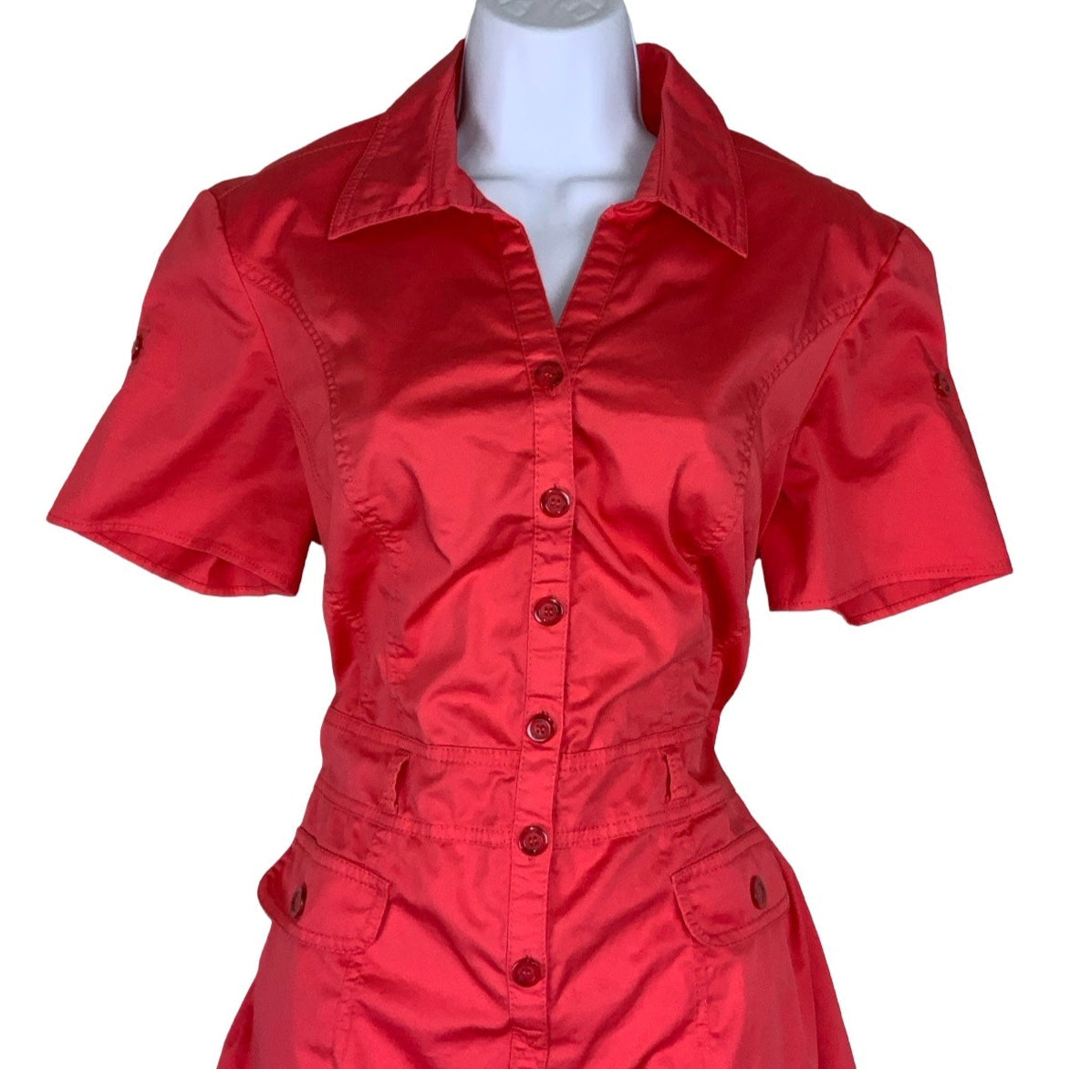 Vintage 90s Y2K ‘Betty Barclay Collection’ Red Cargo Style Summer Dress 12 14