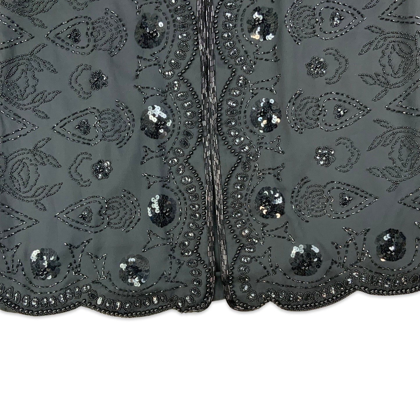 Vintage Black Beaded Long Cardigan 10 12 14