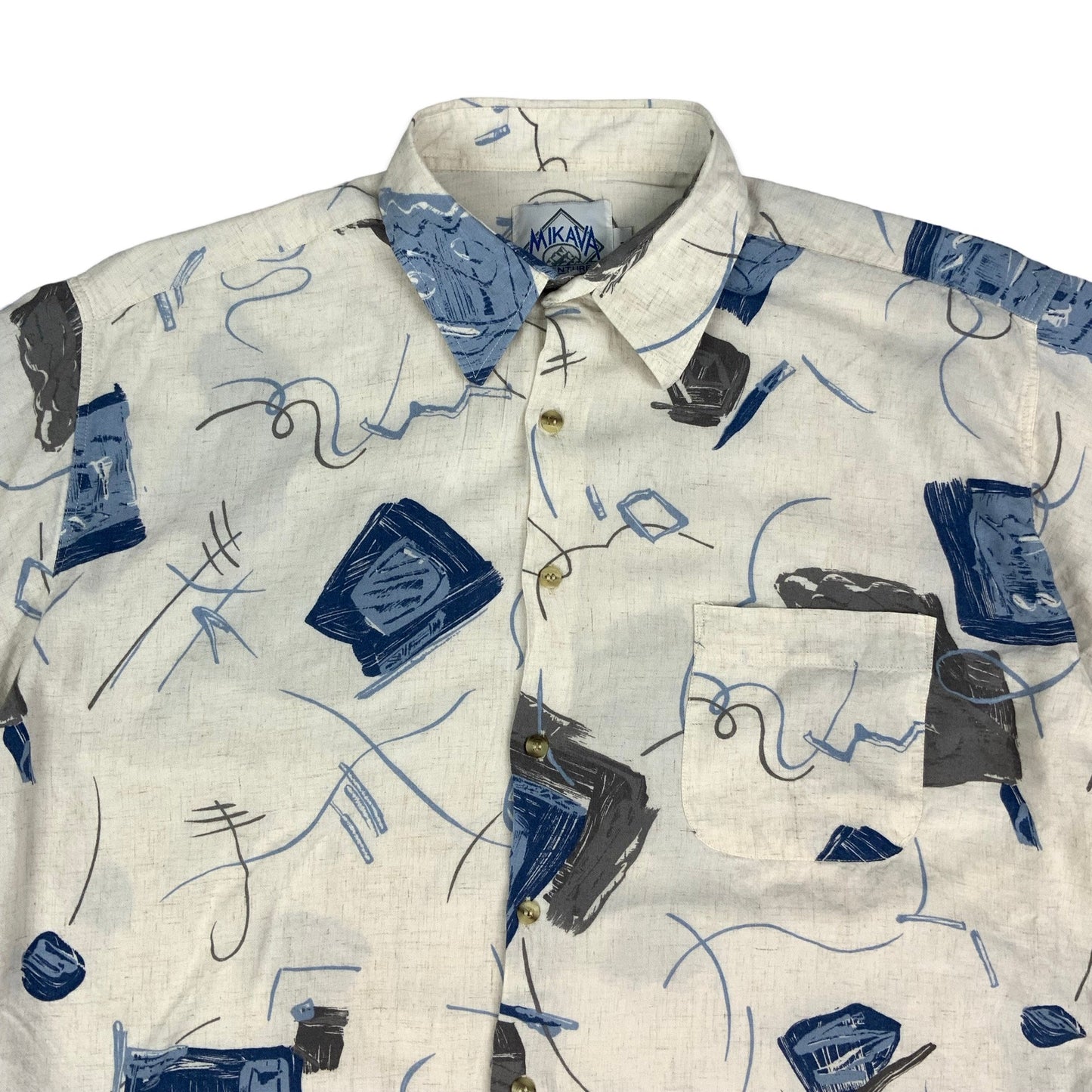 80s White & Blue Shirt L