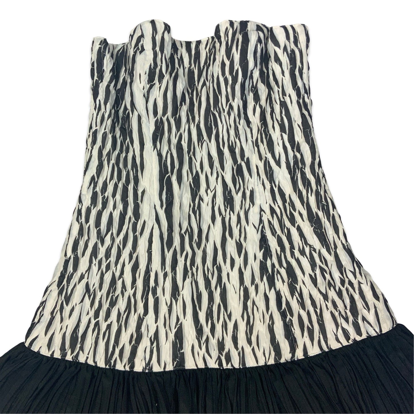 90s Black & White Drop Waist Pleated Mini Dress 6 8