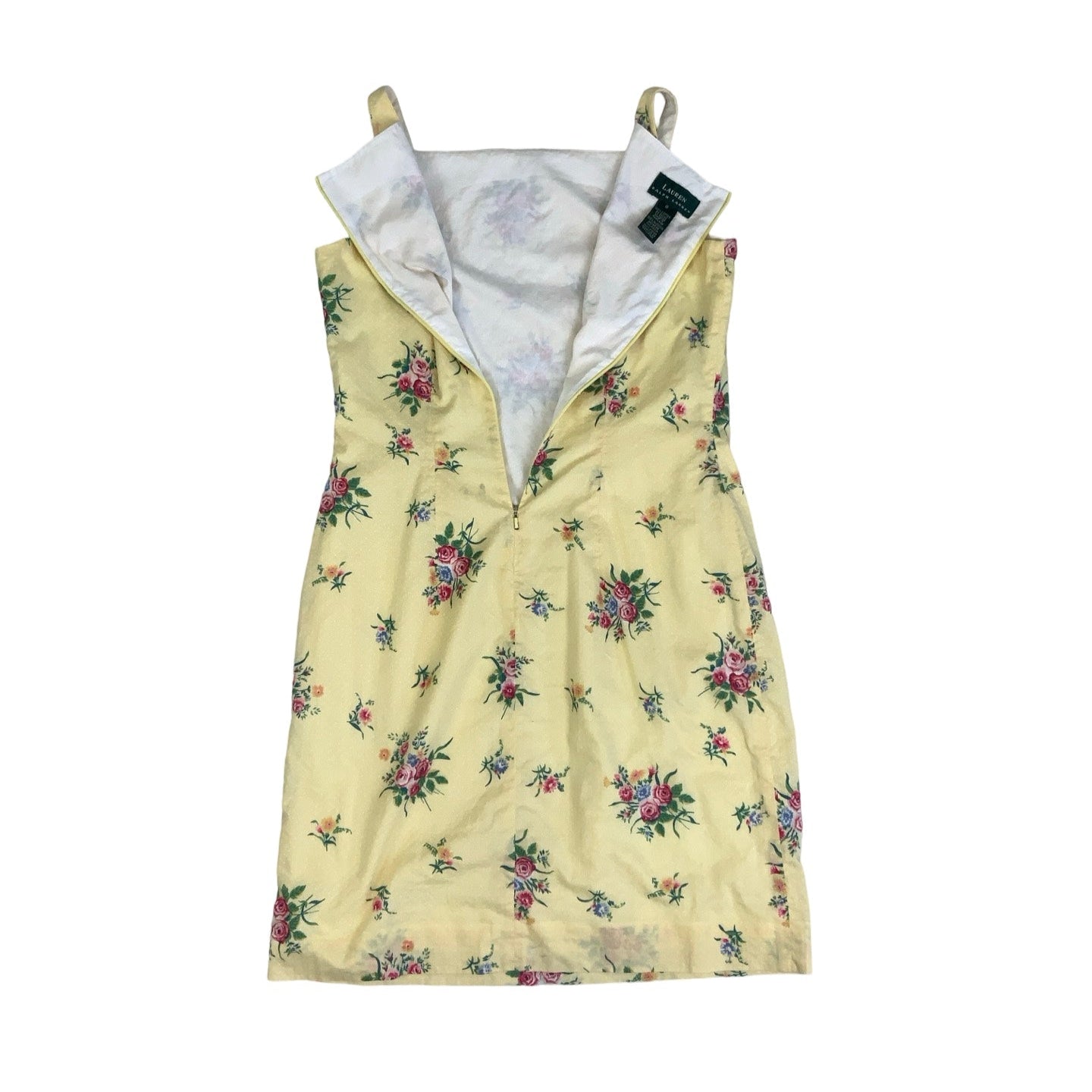 Vintage 90s y2k ‘Ralph Lauren’ Yellow Pink Floral Sleeveless Mini Dress 12 14
