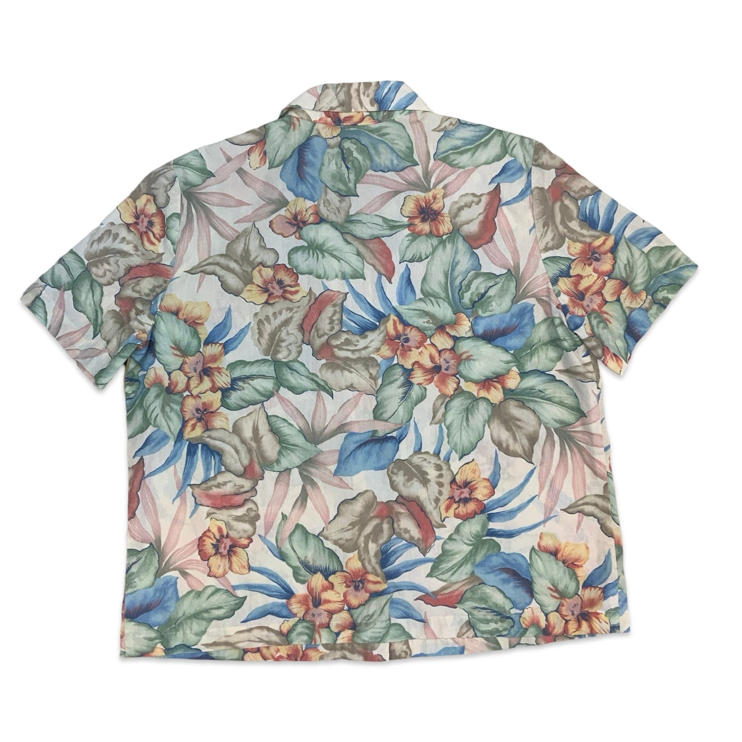 90s Pink Green Blue Floral Hawaiian Shirt 18 20
