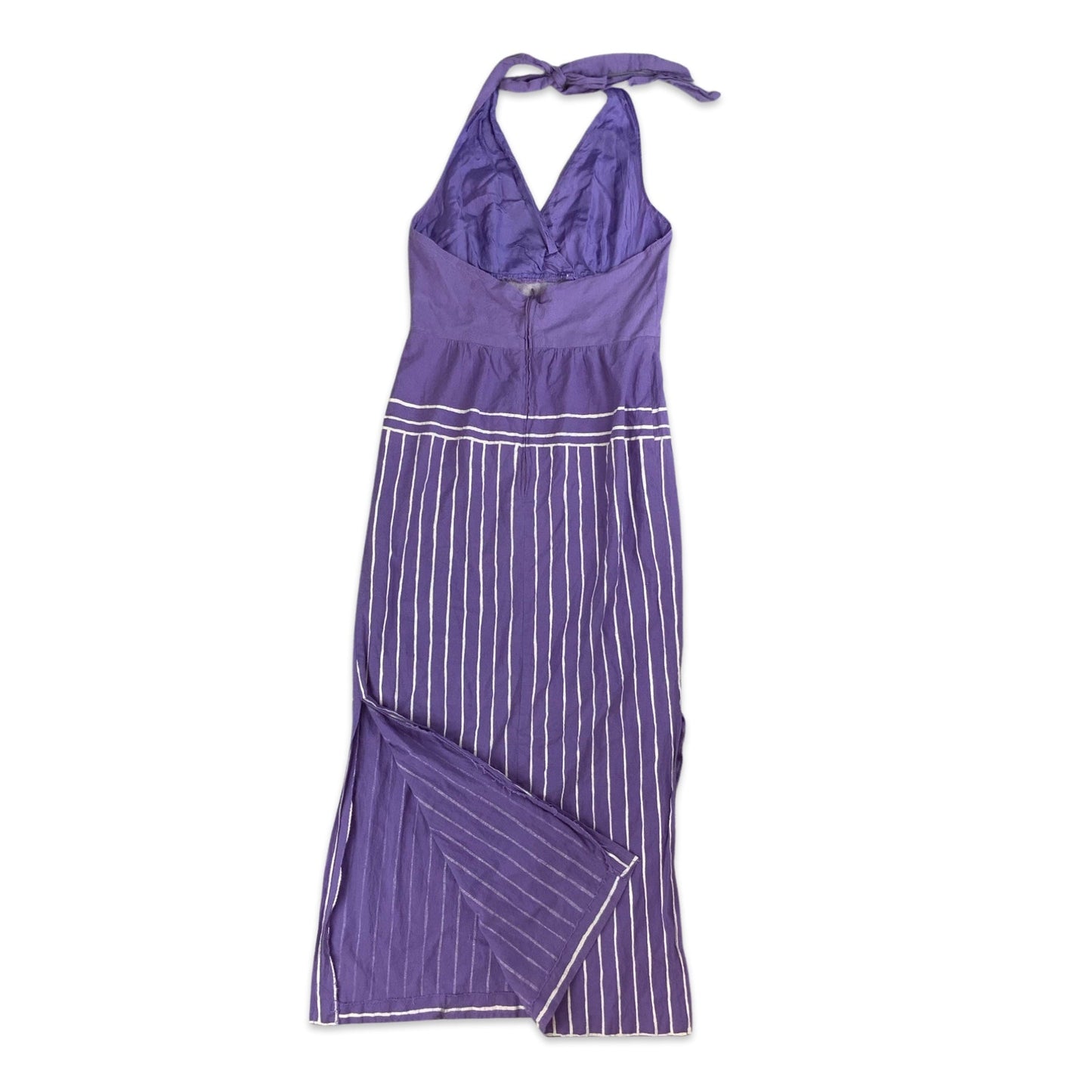 Vintage Purple Halter Neck Maxi Dress 6 8 10