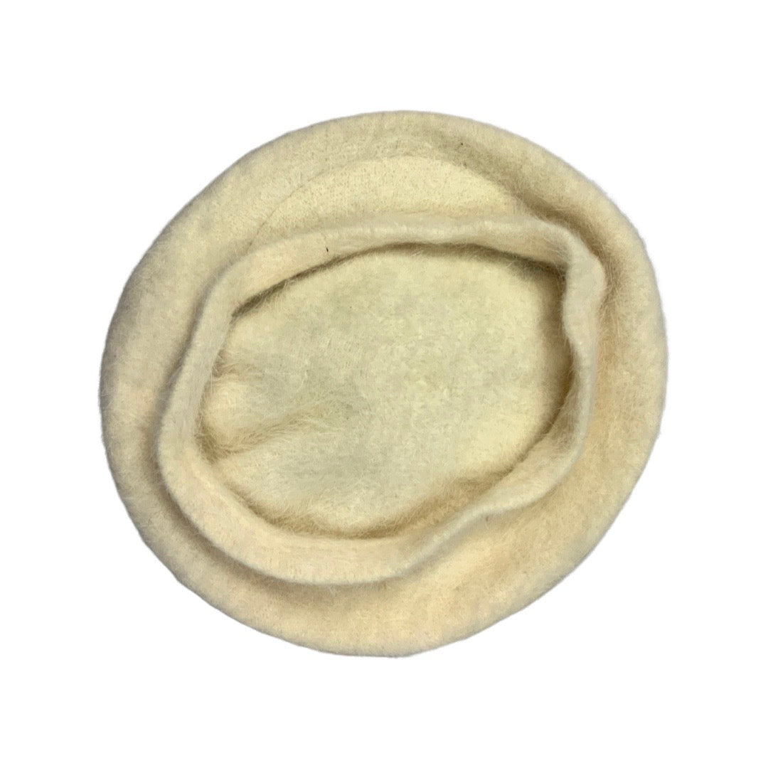 Vintage Cream Angora Peaked Beret
