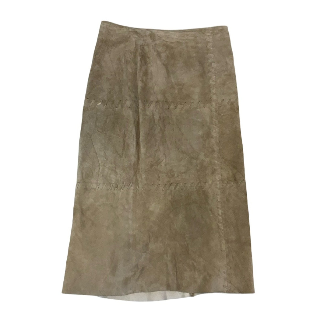 Vintage 70s 80s ‘Miss Etam’ Beige Embroidered Suede Midi Skirt 10 12