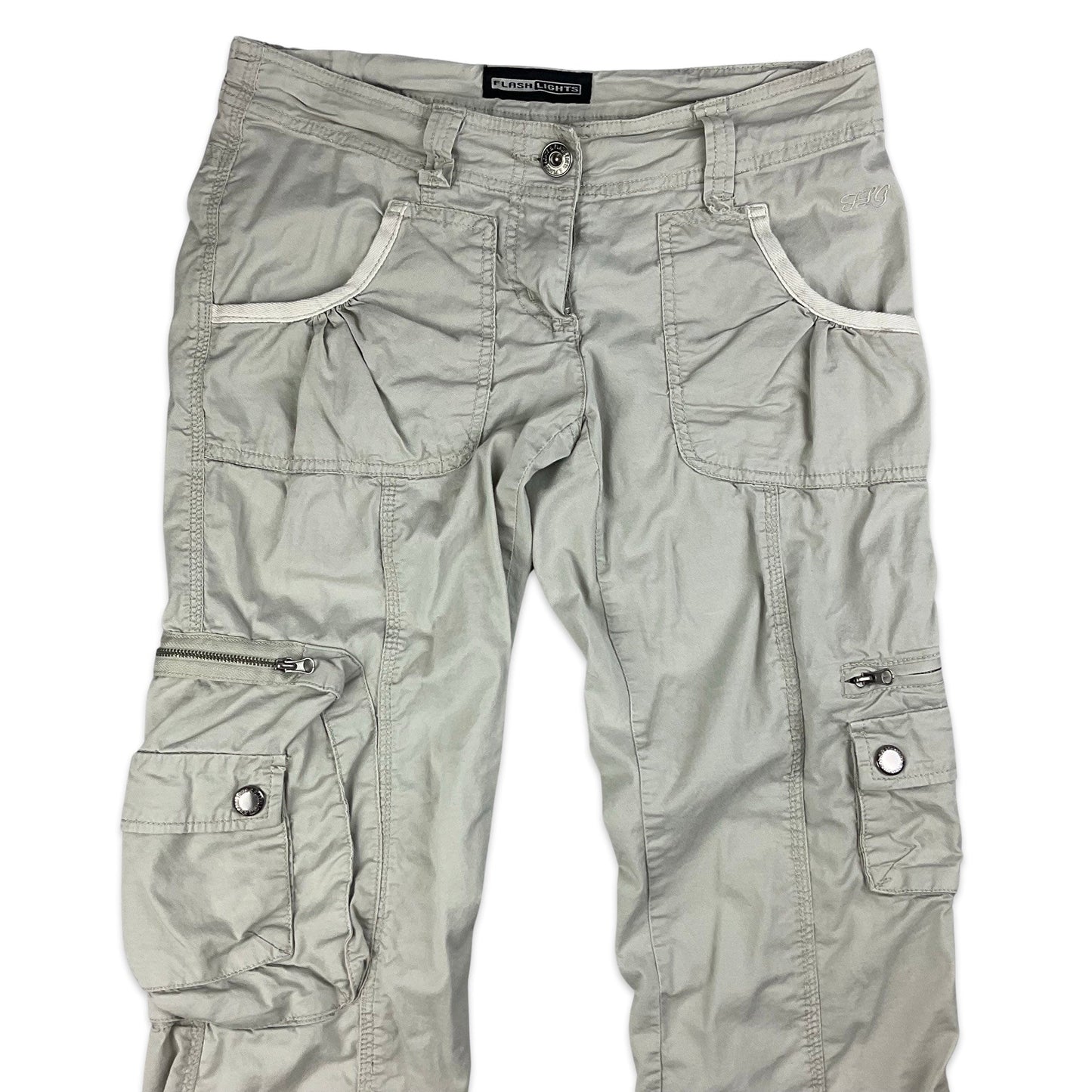 Y2K Beige Low Rise Cargo Trousers 10