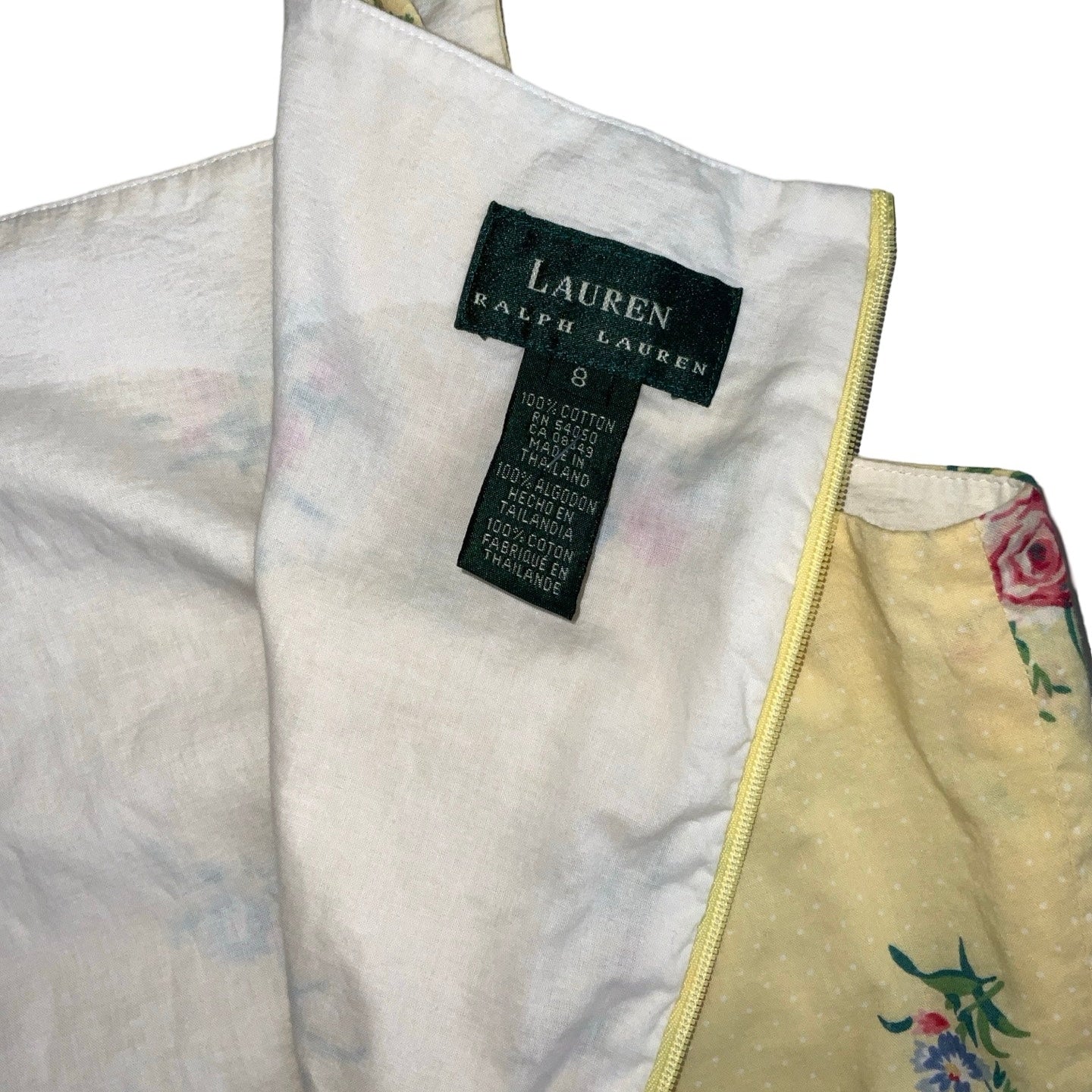 Vintage 90s y2k ‘Ralph Lauren’ Yellow Pink Floral Sleeveless Mini Dress 12 14