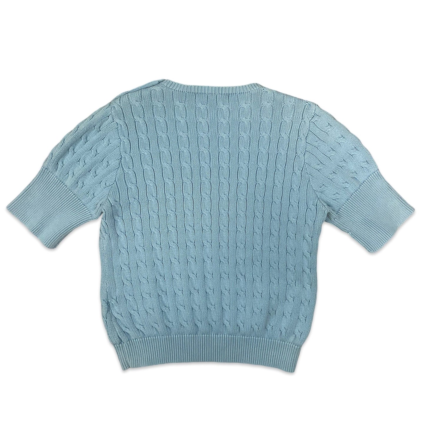 Ralph Lauren Blue Cable Knit Short Sleeve Jumper L