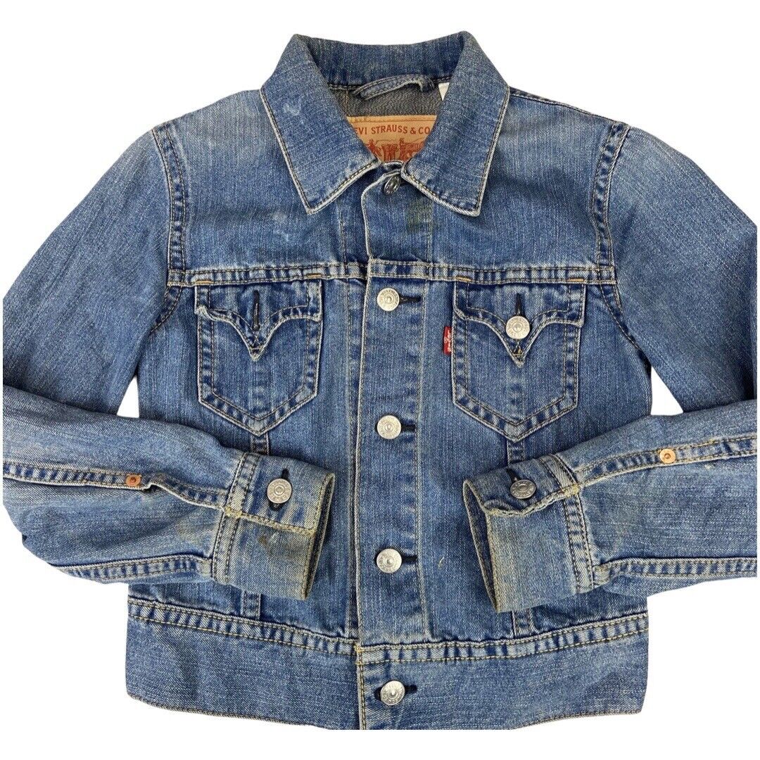 VTG LADIES LEVIS TYPE 1 WESTERN YOKED DENIM JACKET TRUCKER ROCKABILLY 34” XS