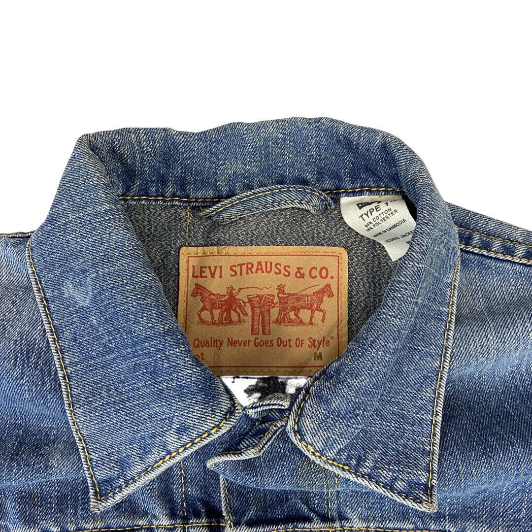 VTG LADIES LEVIS TYPE 1 WESTERN YOKED DENIM JACKET TRUCKER ROCKABILLY 34” XS