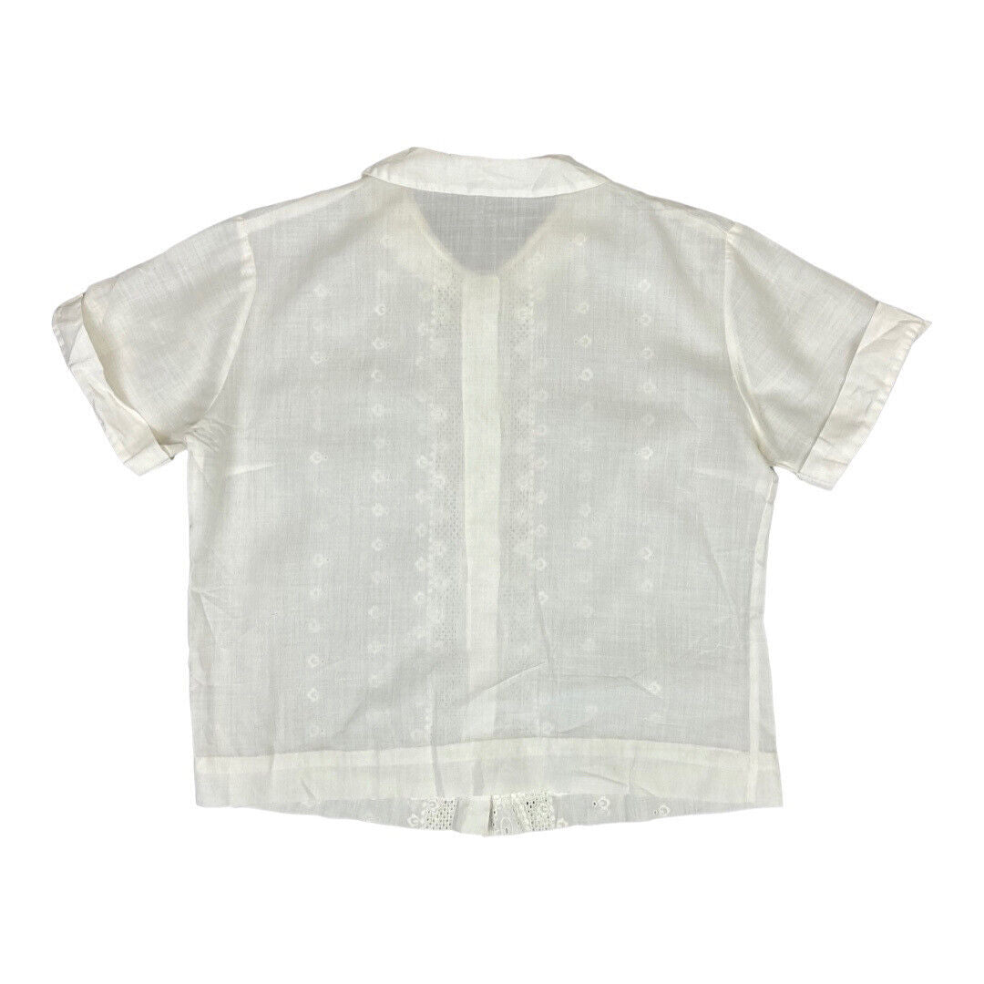 Vintage 90s 00s White Embroidered Button Up Shirt Blouse Boho Whimsy Top M 12/14