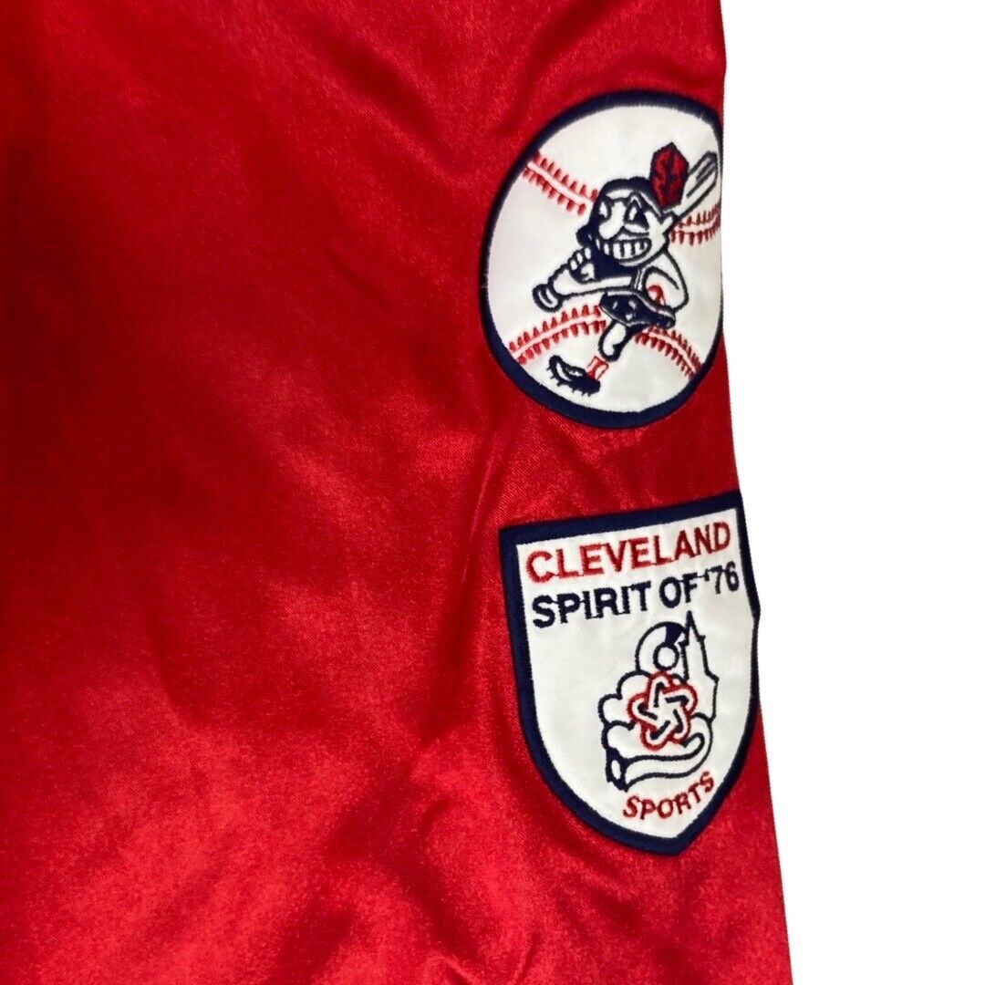 Vintage 2000s Red Cleveland Indians Satin Cooperstown Collection Bomber Jacket M