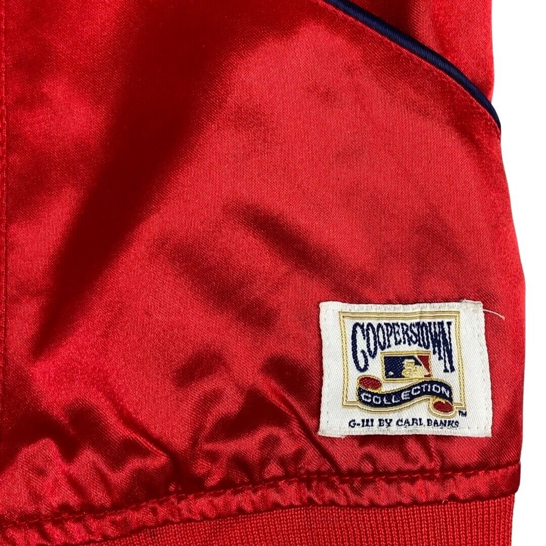 Vintage 2000s Red Cleveland Indians Satin Cooperstown Collection Bomber Jacket M