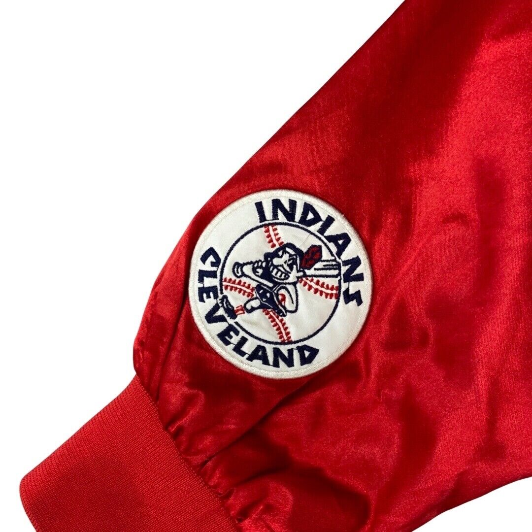 Vintage 2000s Red Cleveland Indians Satin Cooperstown Collection Bomber Jacket M
