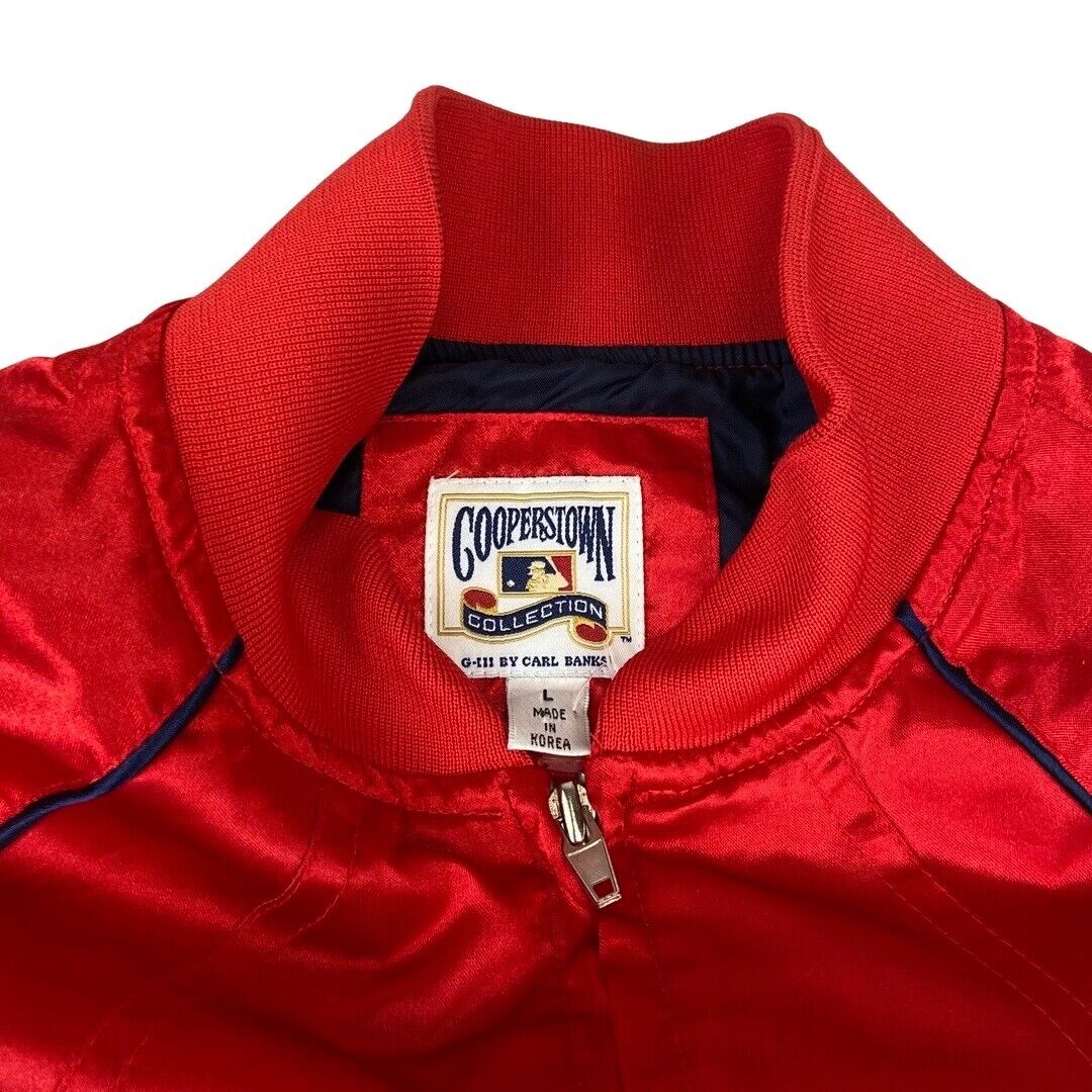 Vintage 2000s Red Cleveland Indians Satin Cooperstown Collection Bomber Jacket M