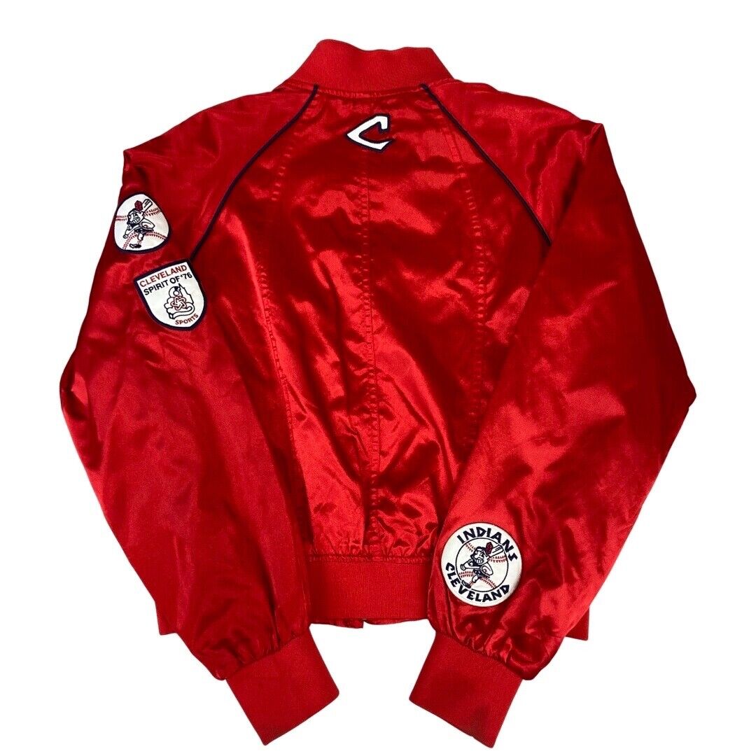 Vintage 2000s Red Cleveland Indians Satin Cooperstown Collection Bomber Jacket M