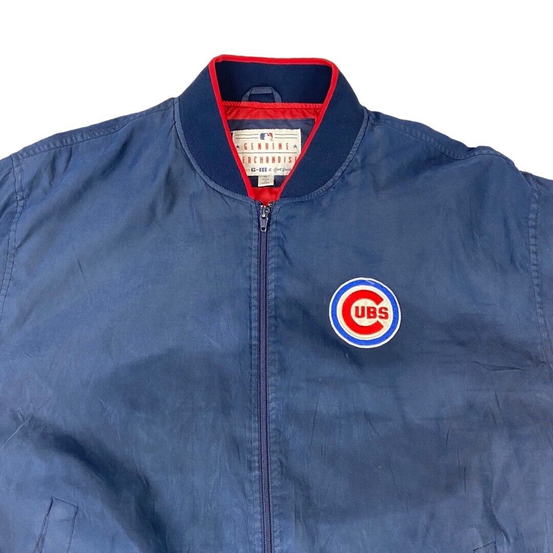 Vintage 00s Navy G-III Carl Banks Chicago Cubs MLB Track Jacket Windbreaker XL