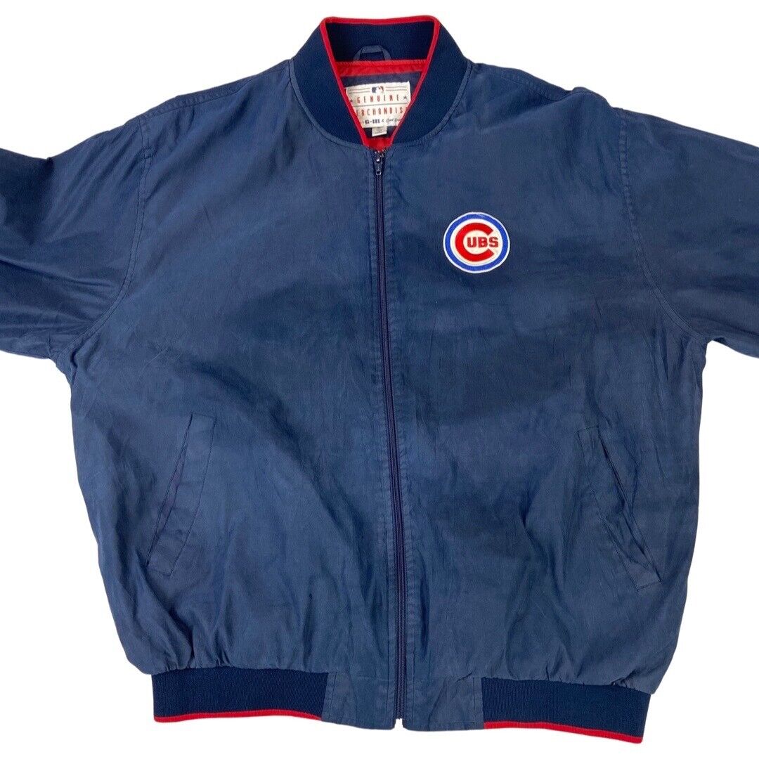 Vintage 00s Navy G-III Carl Banks Chicago Cubs MLB Track Jacket Windbreaker XL