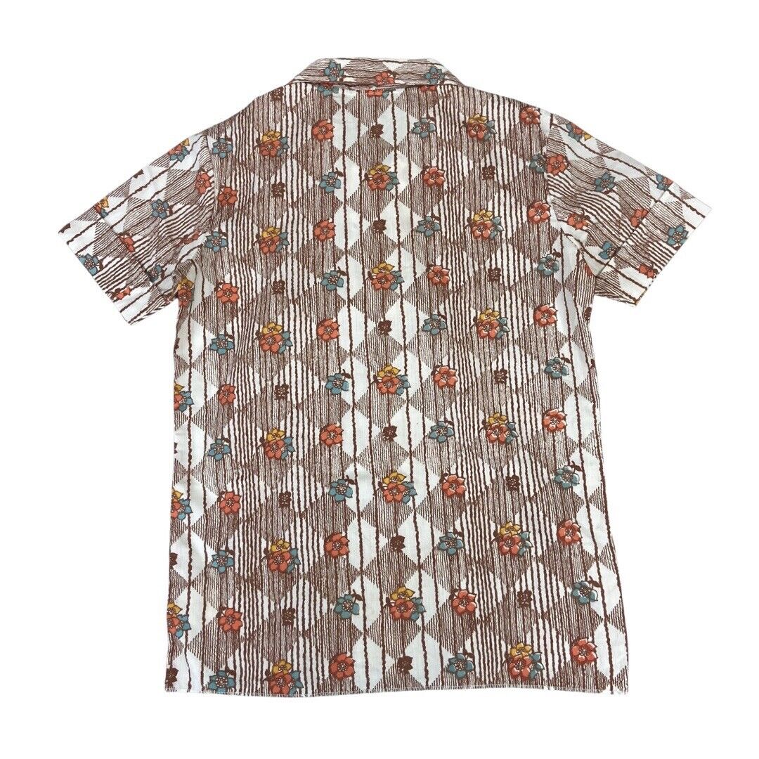 VTG 70s HAWAIIAN STYLE BUTTON DISCO SHIRT COTTON BIG COLLARS DISCO MOD 34” XS