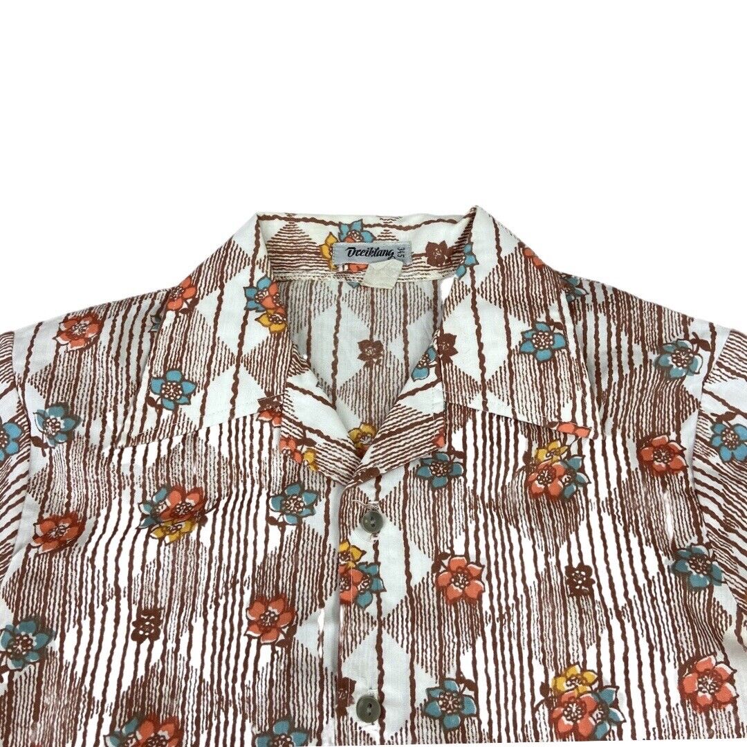 VTG 70s HAWAIIAN STYLE BUTTON DISCO SHIRT COTTON BIG COLLARS DISCO MOD 34” XS