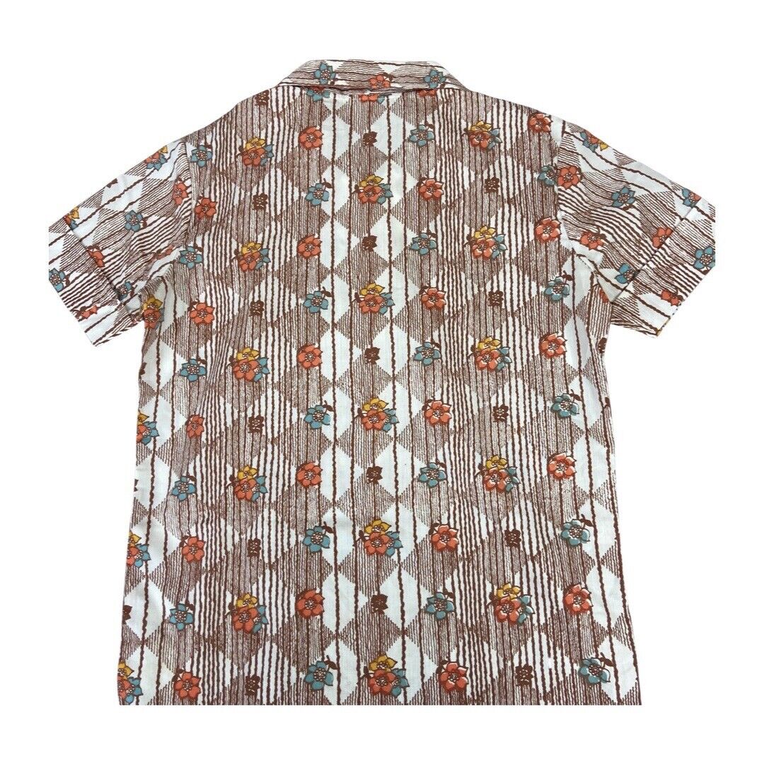 VTG 70s HAWAIIAN STYLE BUTTON DISCO SHIRT COTTON BIG COLLARS DISCO MOD 34” XS