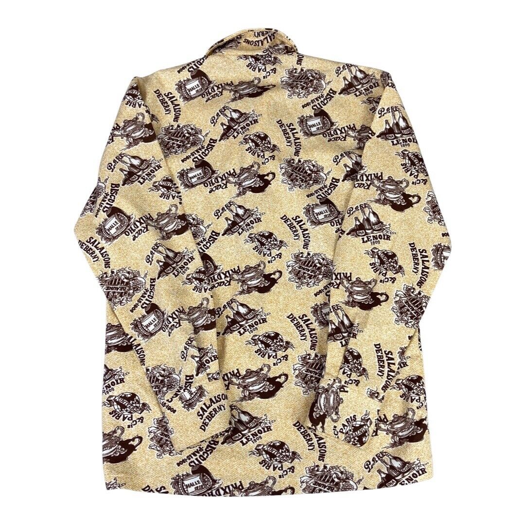 VTG 1970s 1/2 BUTTON DISCO SHIRT POLYESTER BIG COLLARS DISCO MOD 36” S