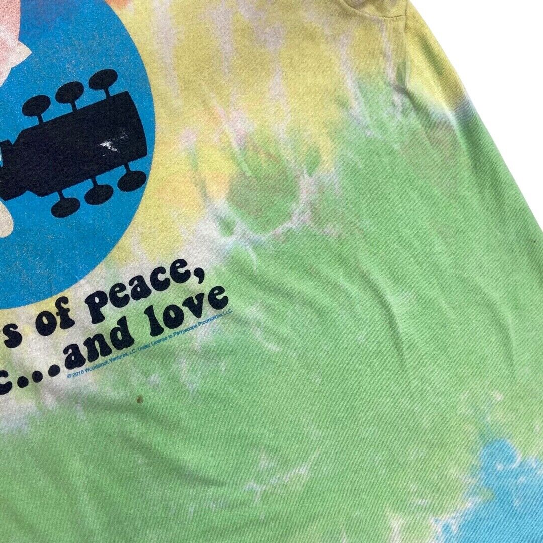 Preloved Tie-Dye Multicolour Liquid Blue Graphic Woodstock Festival T-Shirt XL