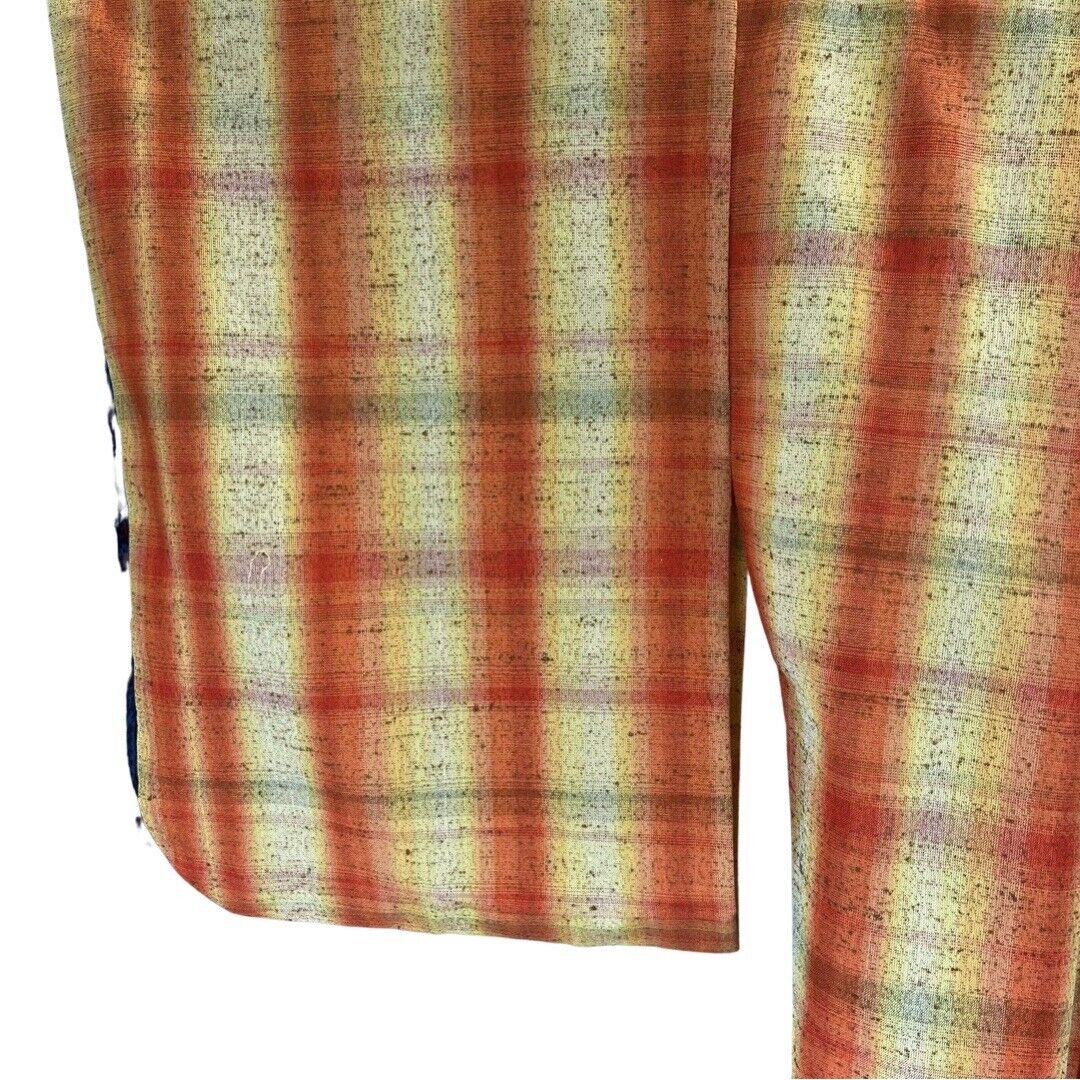 Vintage 80s 90s Orange Yellow Tie-Dye Striped Komon Showa Kimono 16 L