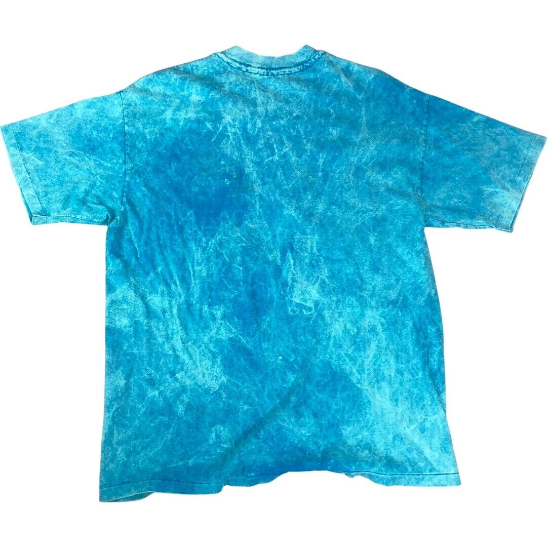 VTG 1989 Blue Tie Dye Native American Wild West Artwear Buffalo Graphic Tee LRG