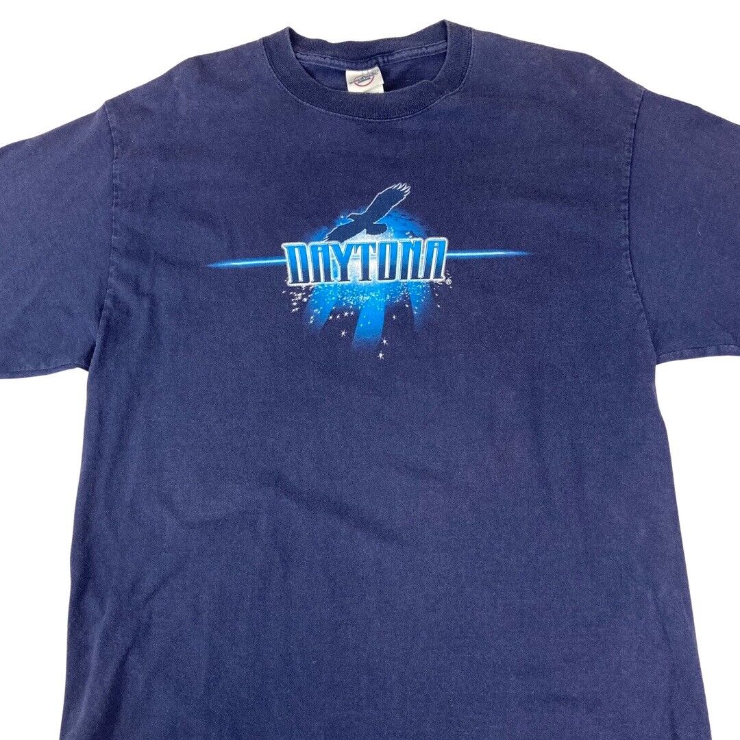 Y2k 2006 Navy Daytona 500 Nascar Double Sided Graphic T-Shirt Large