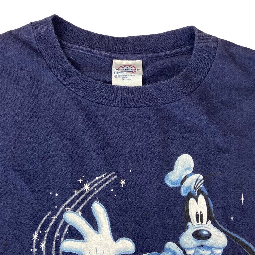Vintage 90s Navy Disney World Florida Mickey Goofy Donald Graphic T-Shirt Large