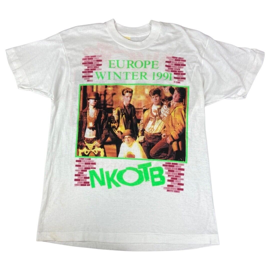 Vintage 1991 New Kids On The Block Europe Winter Tour Graphic T-Shirt Large
