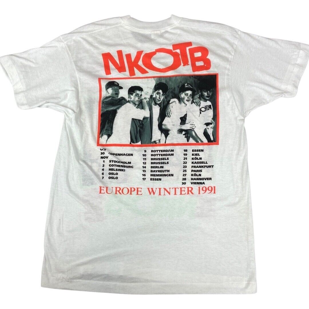 Vintage 1991 New Kids On The Block Europe Winter Tour Graphic T-Shirt Large