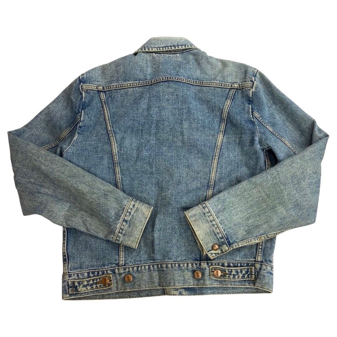 VTG 70s DENIM WRANGLER TRUCKER RODEO JACKET MOD ROCKABILLY BIKER BOMBER 38” S